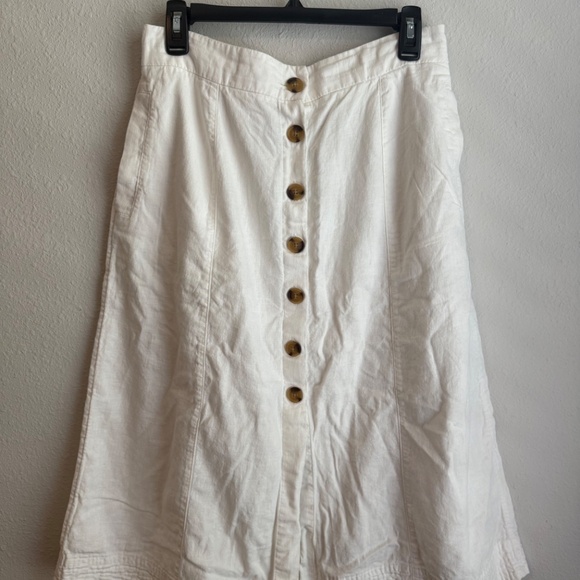 Universal Thread Button Front Skirt Womens Medium White Linen Midi - Picture 4 of 10